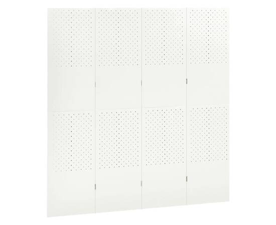 Paravan de cameră cu 4 panouri, alb, 160x180 cm, oțel, 3 image