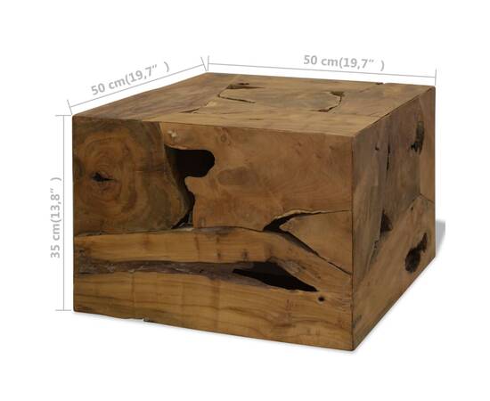 Măsuță de cafea, 50 x 50 x 35 cm, lemn de tec natural, maro, 7 image