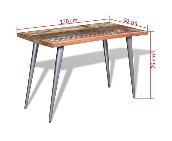 Masă de bucătărie, 120 x 60 x 76 cm, lemn masiv reciclat, 9 image