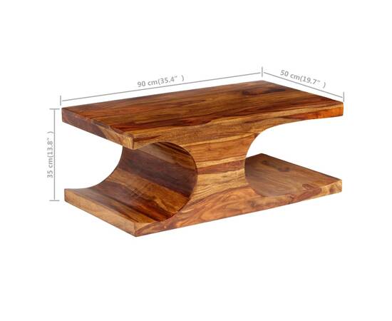 Masă de cafea, lemn masiv de palisandru 90x50x35 cm, 7 image