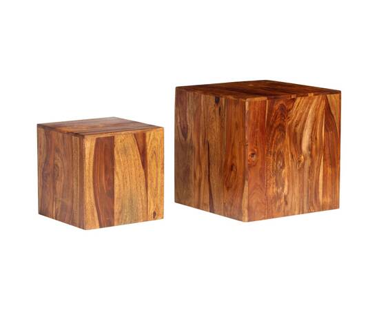 Set masă de cafea, 2 piese, lemn masiv de sheesham, 40x40x40 cm, 9 image