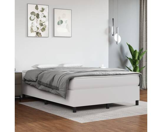 Cadru de pat box spring, alb, 140x190 cm, piele ecologică