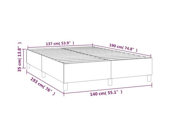 Cadru de pat box spring, gri, 140x190 cm, piele ecologică, 9 image