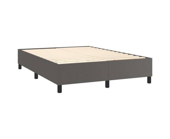 Cadru de pat box spring, gri, 140x190 cm, piele ecologică, 4 image