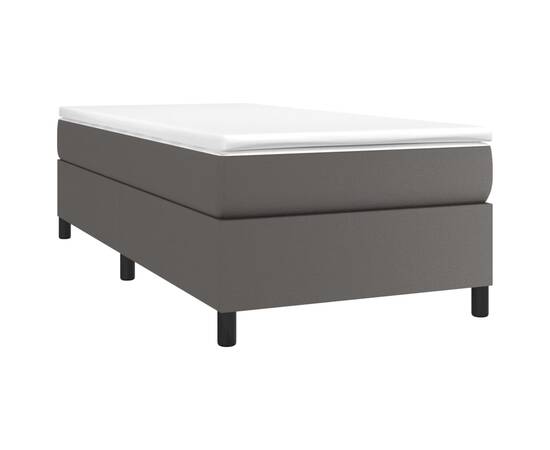 Cadru de pat box spring, gri, 90x190 cm, piele ecologică, 3 image