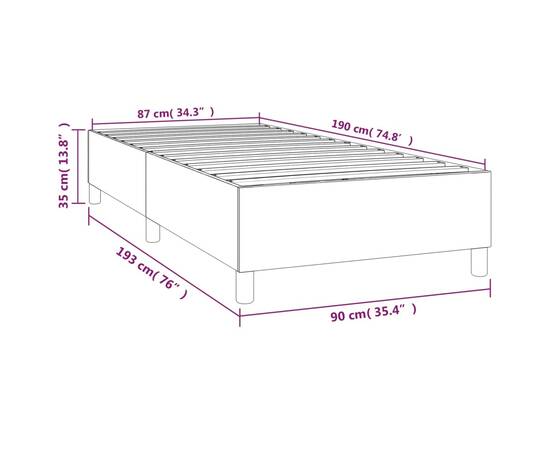 Cadru de pat box spring, gri, 90x190 cm, piele ecologică, 9 image