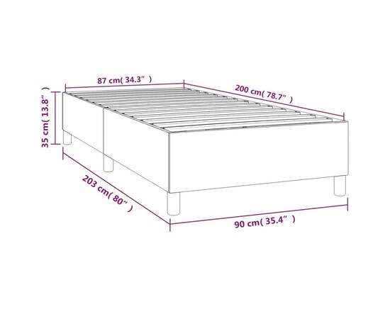 Cadru de pat box spring, gri, 90x200 cm, piele ecologică, 9 image