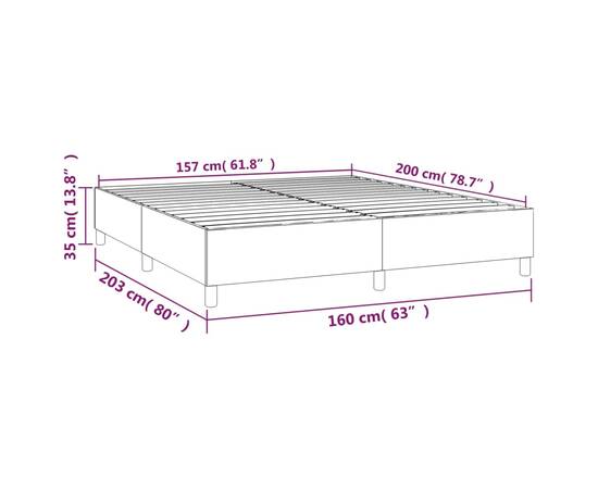 Cadru de pat box spring, maro, 160x200 cm, piele ecologică, 9 image