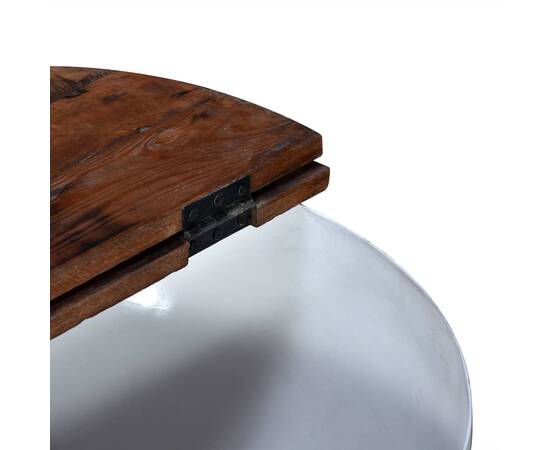 Măsuță de cafea, alb, lemn masiv reciclat, formă bol, 5 image