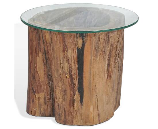 Măsuță de cafea, lemn de tec și sticlă, 50 x 40 cm, 7 image