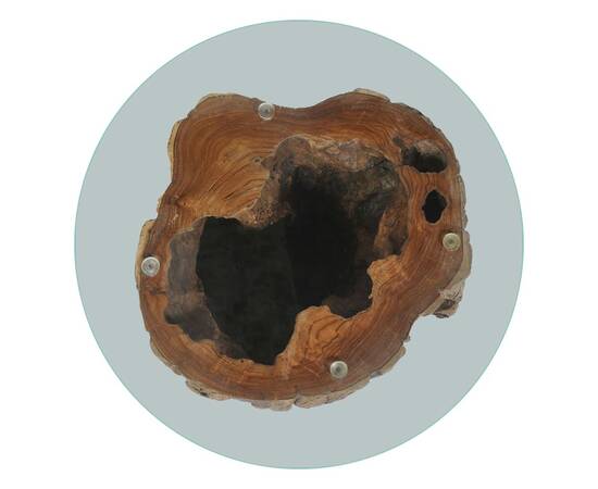 Măsuță de cafea, lemn de tec și sticlă, 50 x 40 cm, 8 image