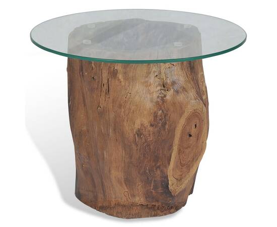 Măsuță de cafea, lemn de tec și sticlă, 50 x 40 cm, 5 image