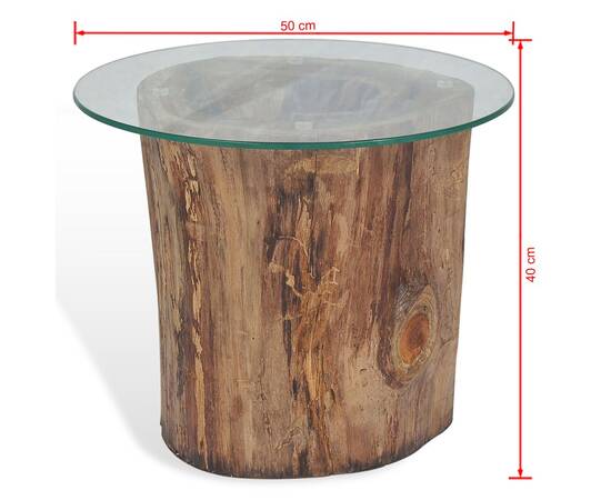 Măsuță de cafea, lemn de tec și sticlă, 50 x 40 cm, 10 image