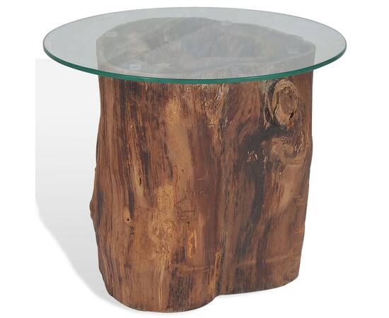 Măsuță de cafea, lemn de tec și sticlă, 50 x 40 cm, 6 image