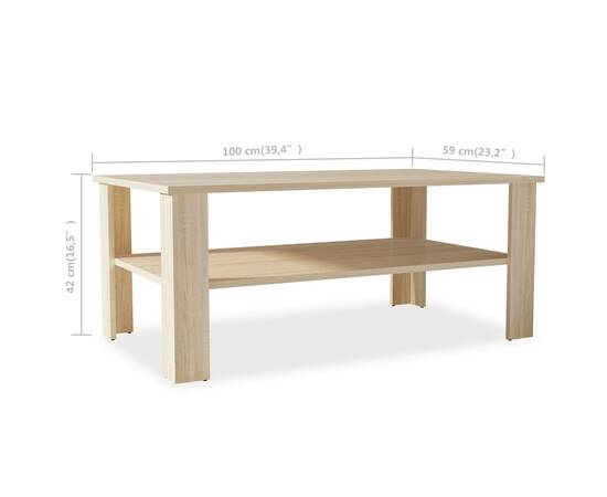 Măsuță de cafea din pal, 100 x 59 x 42 cm, culoarea stejarului, 6 image