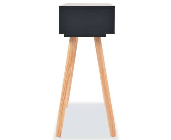 Masă consolă, lemn masiv de pin 80x30x72 cm, negru, 4 image