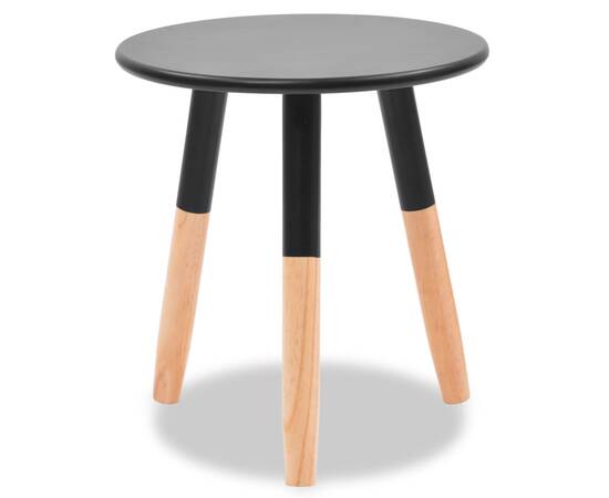 Set masă laterală 2 piese, lemn masiv de pin, negru, 6 image