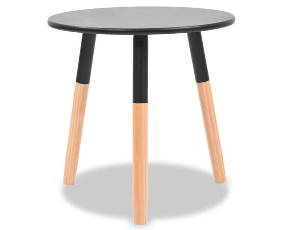 Set masă laterală 2 piese, lemn masiv de pin, negru, 5 image