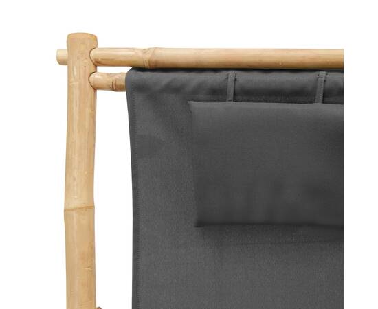 Scaun de terasă, gri închis, bambus și pânză, 7 image