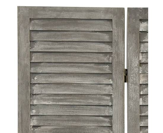 Separator cameră cu 3 panouri, gri, 106,5x166 cm, lemn masiv, 5 image
