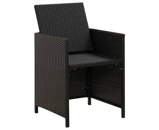 Set scaune de grădină și taburet, 4 piese, negru, poliratan, 6 image