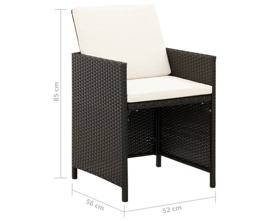 Set scaune de grădină și taburet, 4 piese, negru, poliratan, 11 image