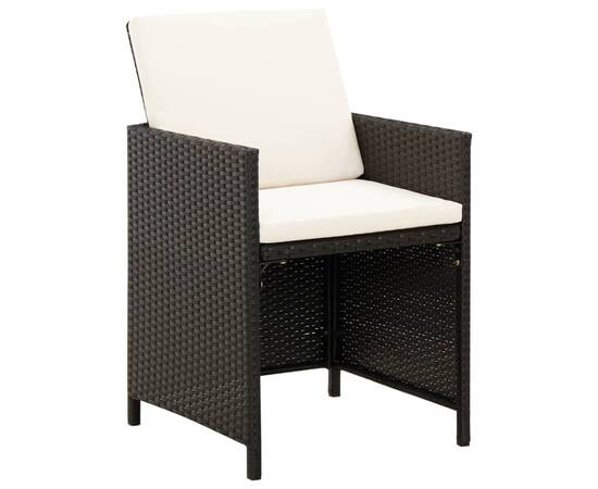 Set scaune de grădină și taburet, 4 piese, negru, poliratan, 2 image