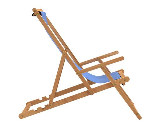Scaun de plajă pliabil, albastru, lemn masiv de tec, 4 image