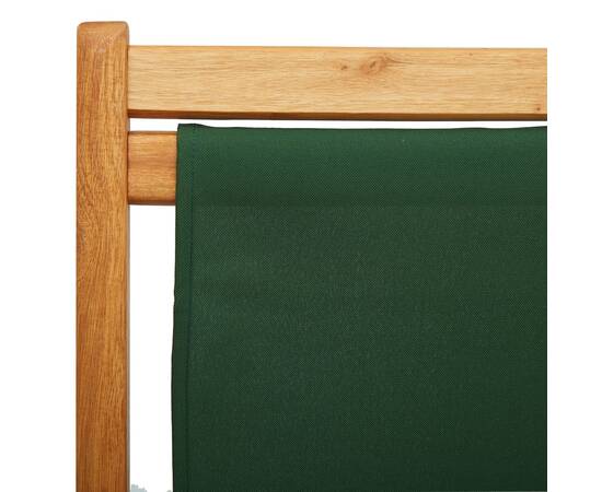 Scaun de plajă pliabil, verde, lemn de eucalipt și țesătură, 7 image