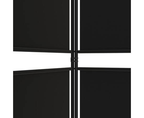 Paravan de cameră cu 5 panouri, negru, 250 x 180 cm, textil, 7 image