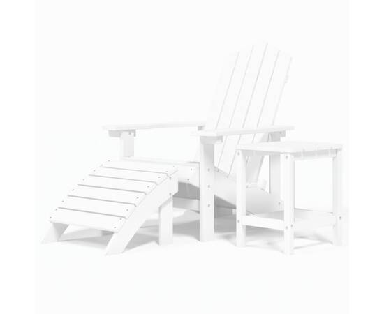 Scaun de grădină adirondack cu masă și taburet, alb, hdpe, 2 image