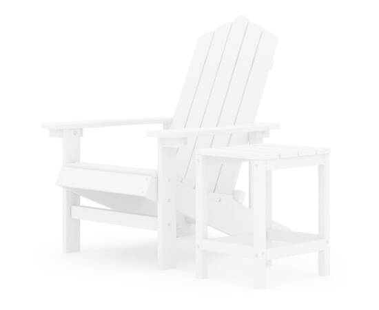 Scaun de grădină adirondack cu masă, alb, hdpe, 2 image