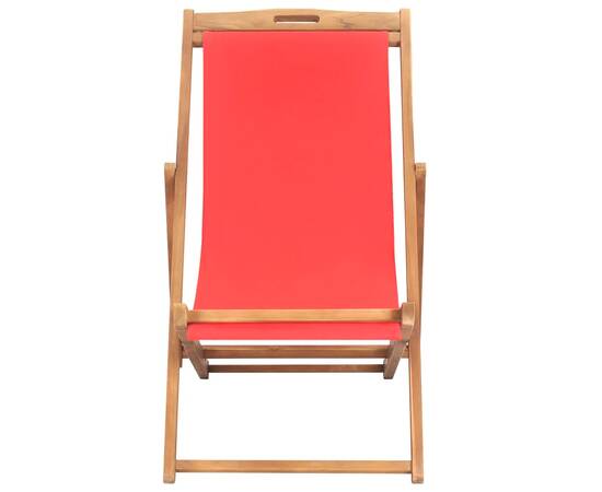 Scaun de plajă pliabil, roșu, lemn masiv de tec, 2 image