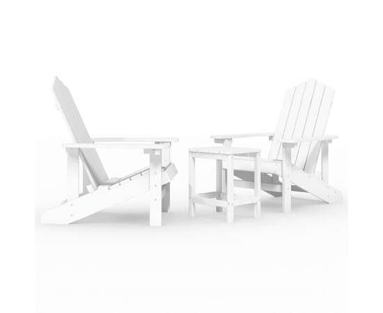 Scaune de grădină adirondack cu masă, alb, hdpe, 2 image
