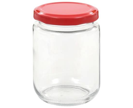 Borcane din sticlă pentru gem, capac roșu, 48 buc., 230 ml, 4 image