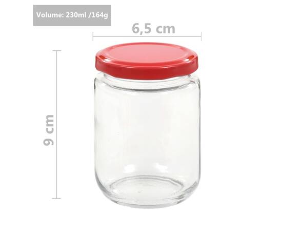 Borcane din sticlă pentru gem, capac roșu, 48 buc., 230 ml, 7 image
