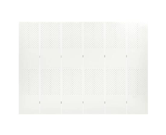 Paravan de cameră cu 6 panouri, alb, 240x180 cm, oțel, 2 image