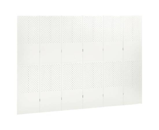 Paravan de cameră cu 6 panouri, alb, 240x180 cm, oțel, 3 image