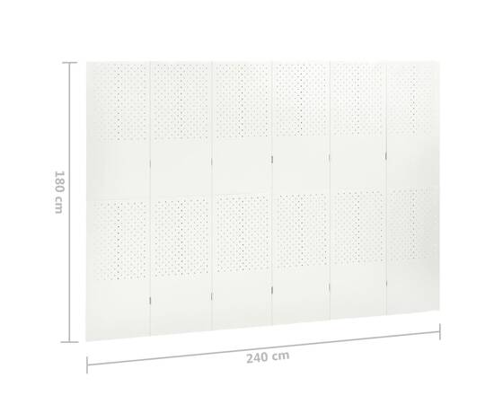 Paravane de cameră cu 6 panouri,2 buc.,alb, 240x180 cm, oțel, 7 image