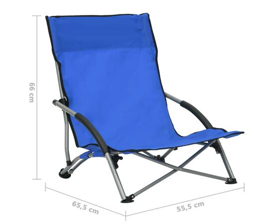 Scaune de plajă pliante, 2 buc., albastru, material textil, 8 image