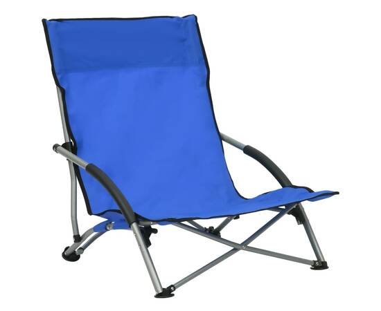 Scaune de plajă pliante, 2 buc., albastru, material textil, 2 image