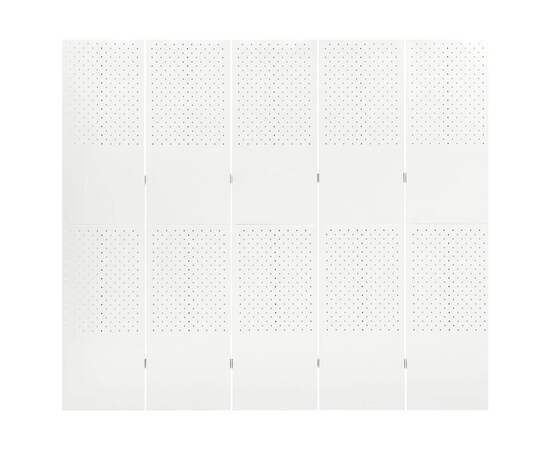 Paravan de cameră cu 5 panouri, alb, 200x180 cm, oțel, 2 image