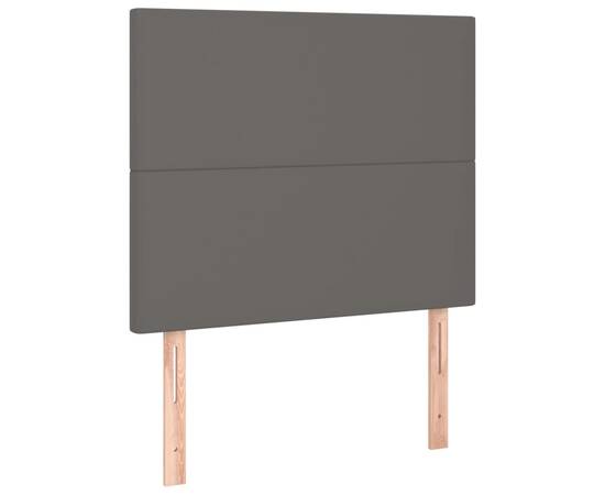 Pat box spring cu saltea, gri, 90x200 cm, piele ecologică, 6 image