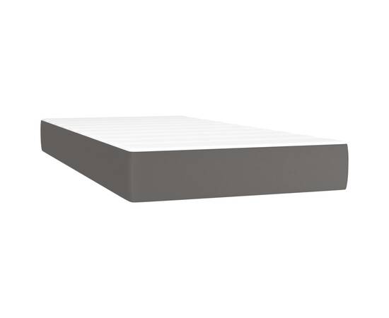 Pat box spring cu saltea, gri, 90x200 cm, piele ecologică, 5 image