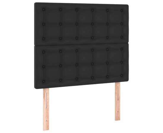 Pat box spring cu saltea, negru, 100x200 cm, piele ecologică, 6 image