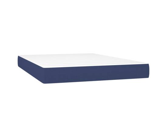 Pat box spring cu saltea, albastru, 140x200 cm, textil, 5 image