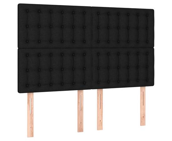 Pat box spring cu saltea, negru, 140x190 cm, textil, 6 image