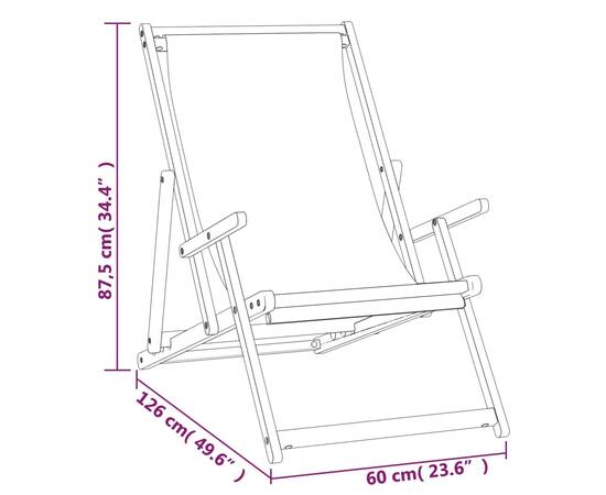 Scaun de plajă pliabil, crem, lemn masiv de tec, 8 image