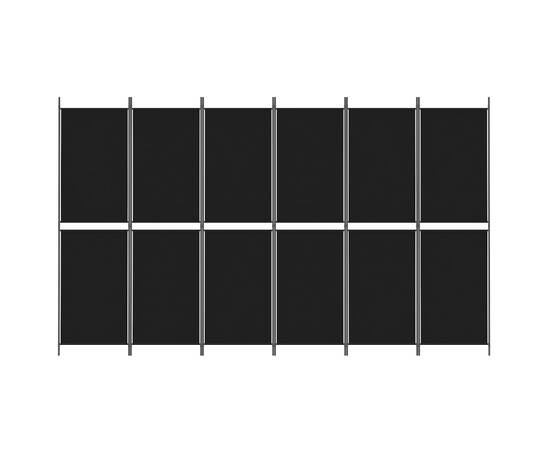 Paravan de cameră cu 6 panouri, negru, 300 x 180 cm, textil, 3 image