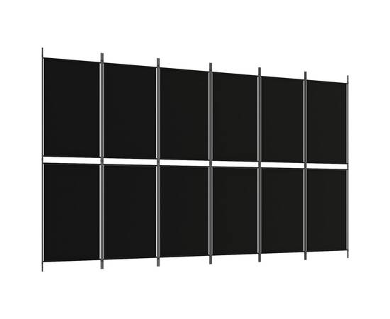 Paravan de cameră cu 6 panouri, negru, 300 x 180 cm, textil, 2 image